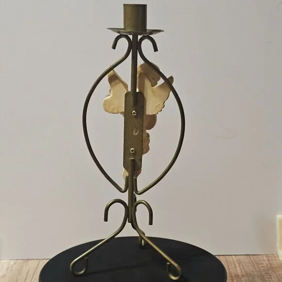 Single House Of Lloyd  Vintage Cherub Angel Candle Taper Holder Metal Resin 11" - Picture 5 of 11